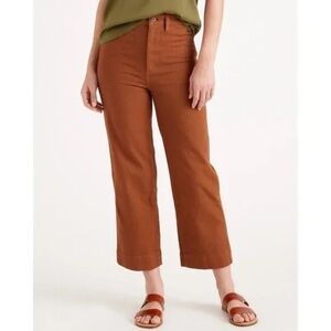Quince Organic Stretch Cotton Twill Wide-Leg Crop Pant Rust Brown Size 27